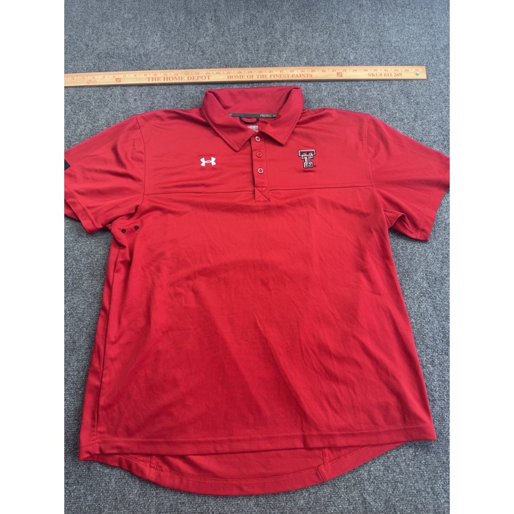 Texas Tech Red Raiders Under Armour Polo Men's XL Red Loose Dri-Fit Embroidered